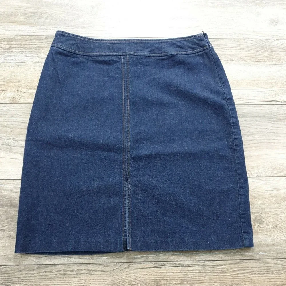 NY Jeans Womens Denim Skirt Size 10 Dark Wash 21" Long Casual Dress New York Co - Picture 1 of 8